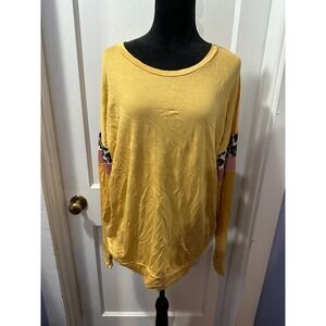 7th Ray Mustard‎ Color Block Long Sleeve Top in 2X NWT